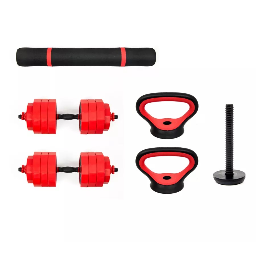 6 u 1 set utega + šipka + kettlebell + ručke za sklekove