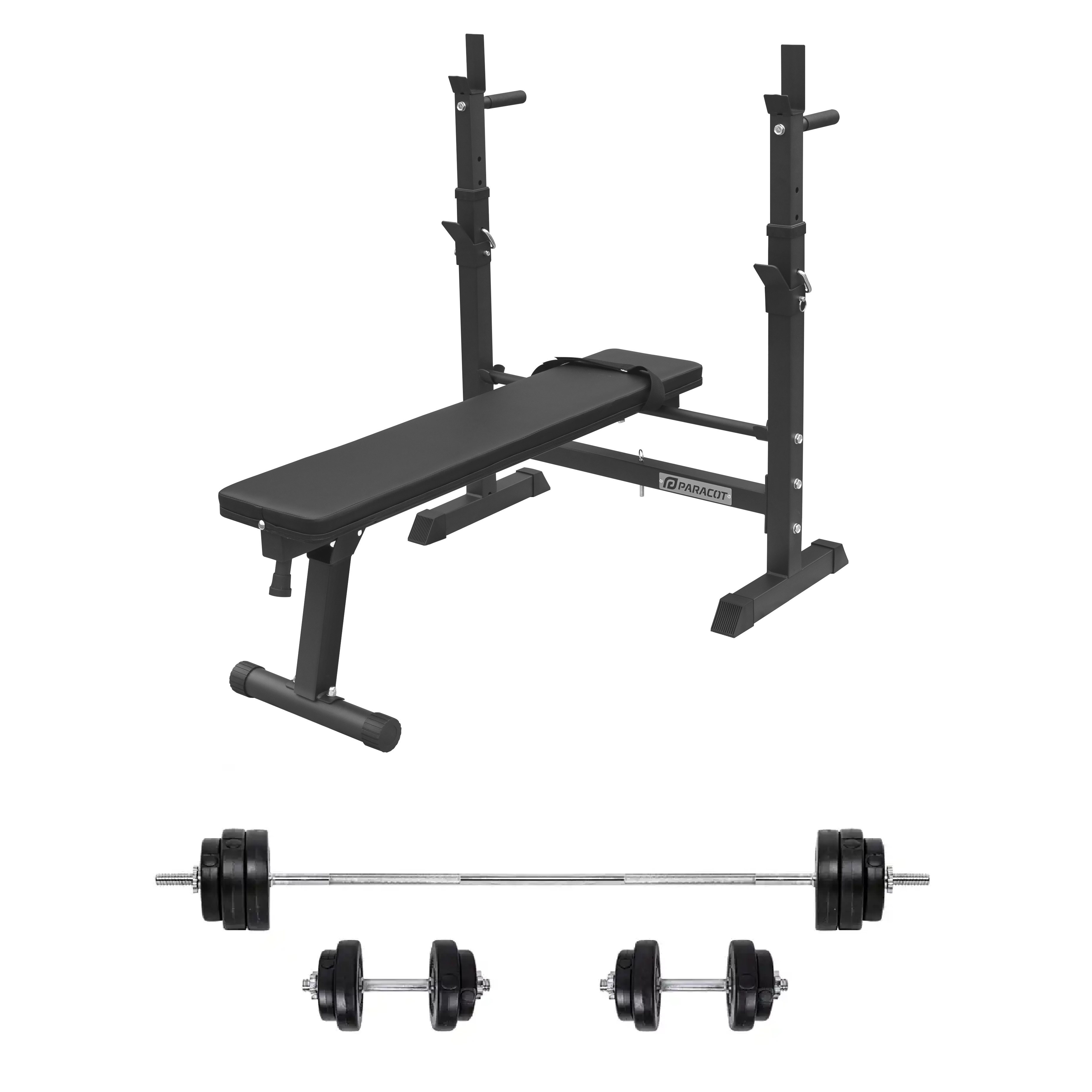 Ravna sklopiva Bench klupa Paracot Lift Elite + komplet utega i šipki 50 kg