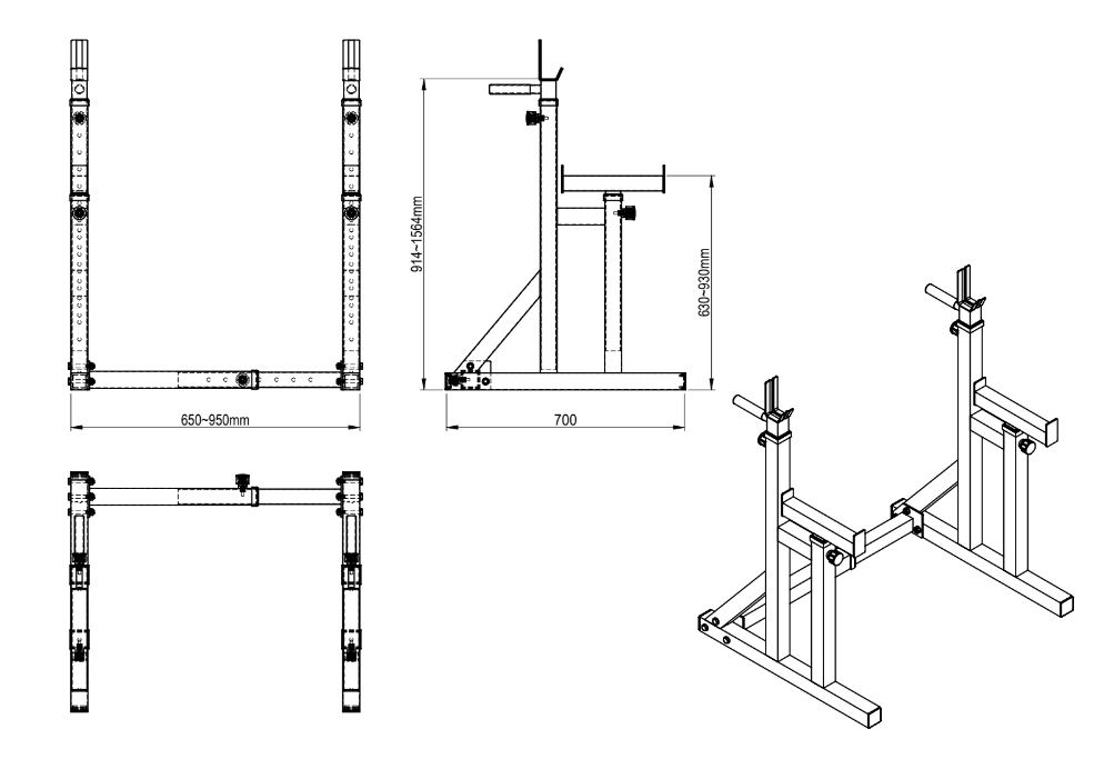 Squat / Dip Adjustable Rack - podesivi nosač za čučnjeve, dipseve i bench